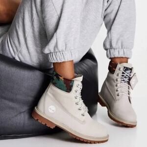 Timberland Nubuck Heritage 6 Inch Camo Trim Waterproof Boots Women Size 10